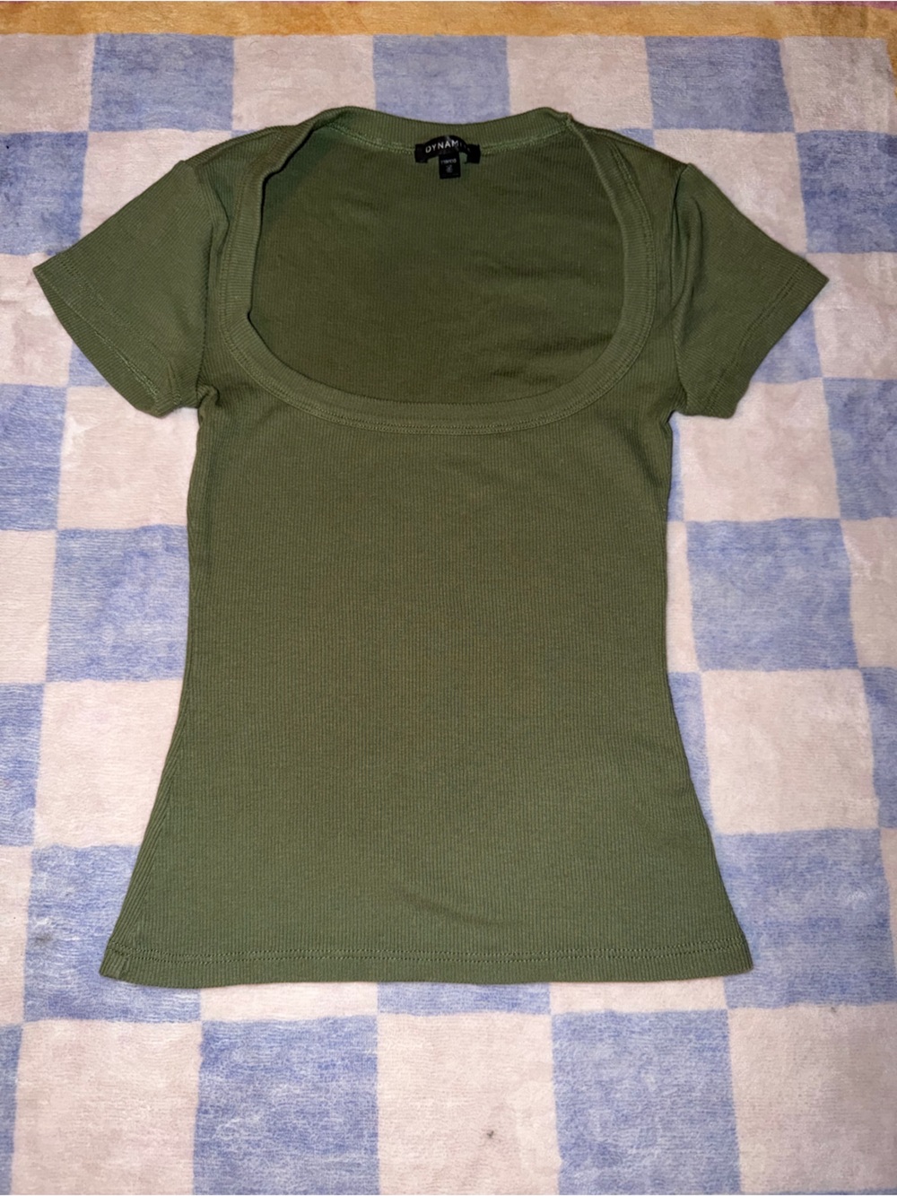Dynamite Olive Green Ribbed Scoop-Neck tee shirt